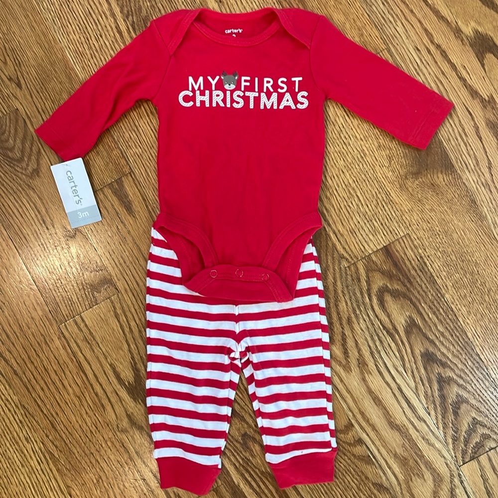 Carter’s My First Christmas Matching Set. Includes Shirt/Pants. Size 3 Months.